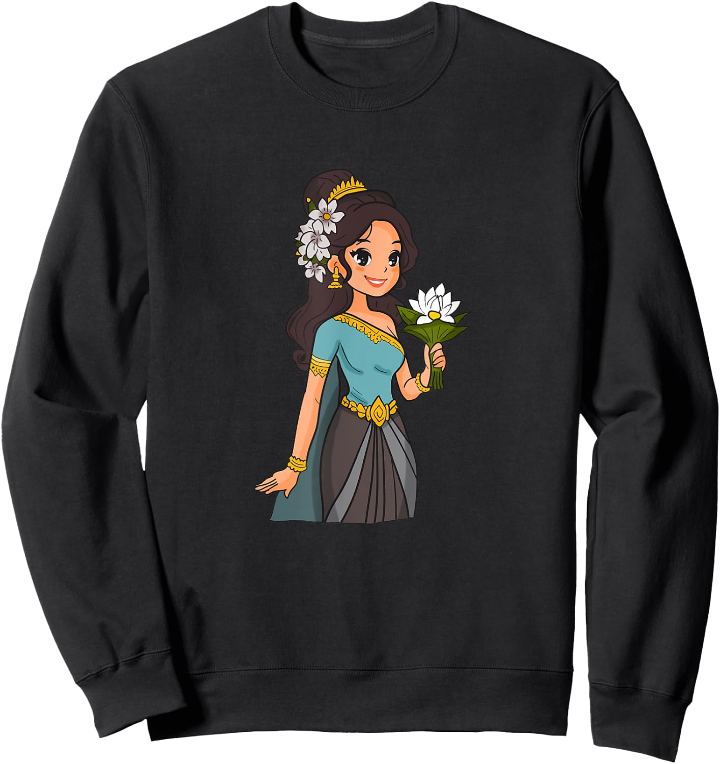 Cambodia Cambodian Woman Khmer Girl Apsara Sweatshirt - Sweatshirt | Black