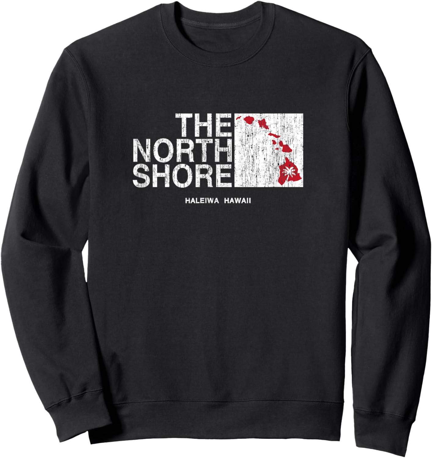Hawaii Islands North Shore Haleiwa Vintage Style Sweatshirt - Sweatshirt | Black