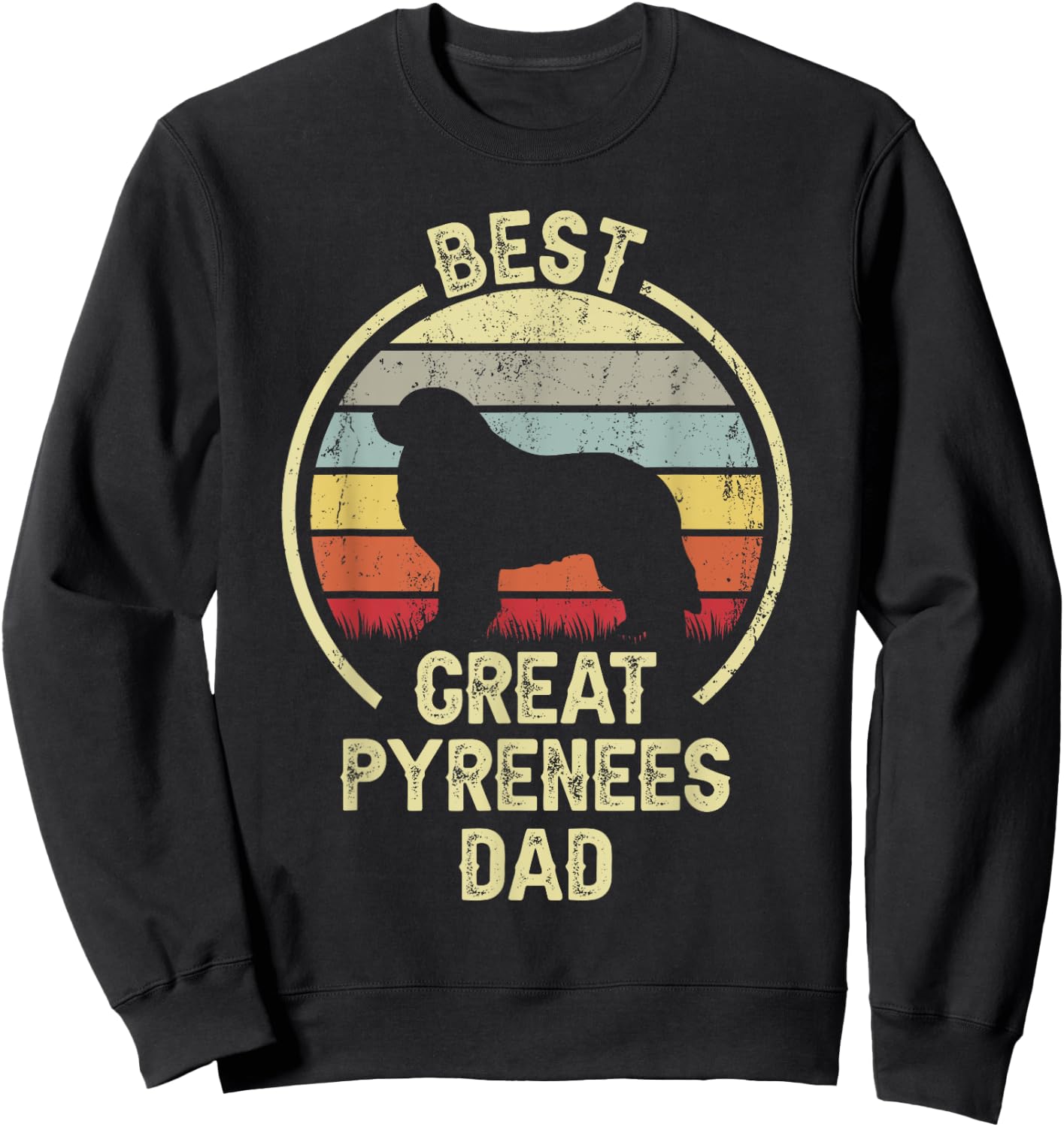 Best Dog Father Dad - Vintage Great Pyrenees Sweatshirt - Sweatshirt | Black