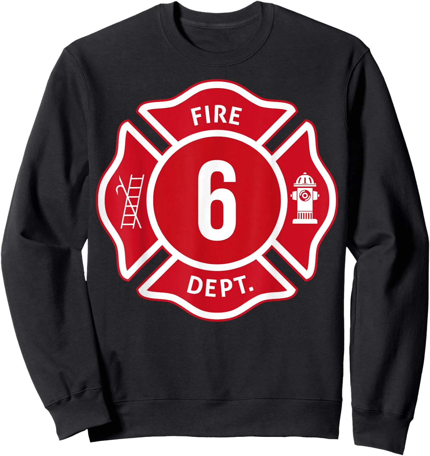 Kids Fire Truck 6th Birthday Boy Firefighter 6 Year Old Sweatshirt - Sweatshirt | Black