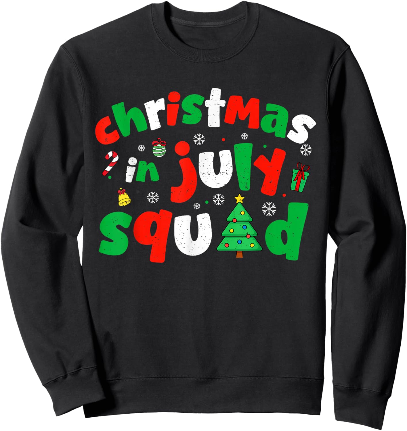Funny Summer Christmas in July Squad Xmas Men Women Kids Sweatshirt - Sweatshirt | Black