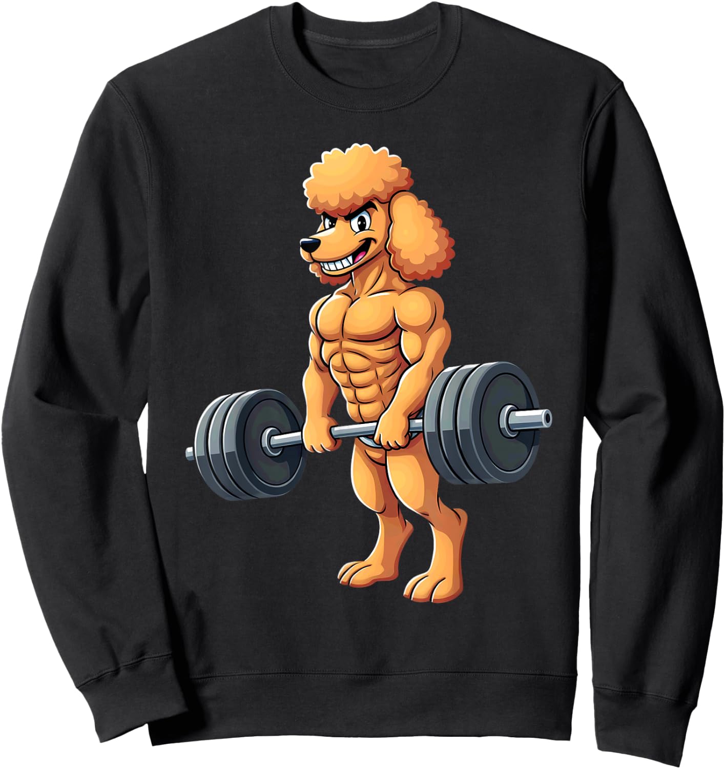 Workout Gym Poodle Dog Deadlift Weightlifting Sweatshirt - Sweatshirt | Black