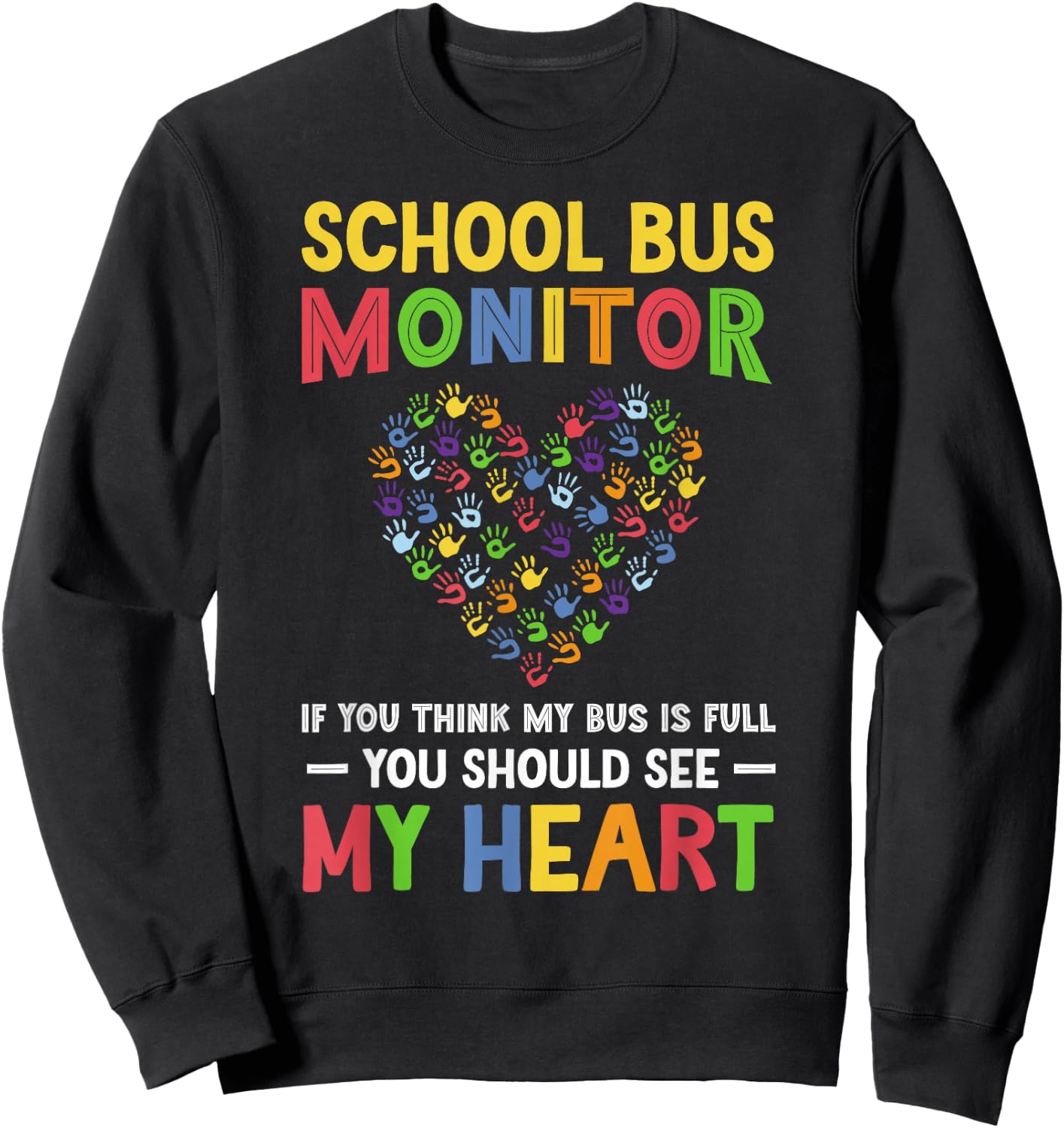 School Bus Monitor Heart Bus Monitor Sweatshirt - Sweatshirt | Black