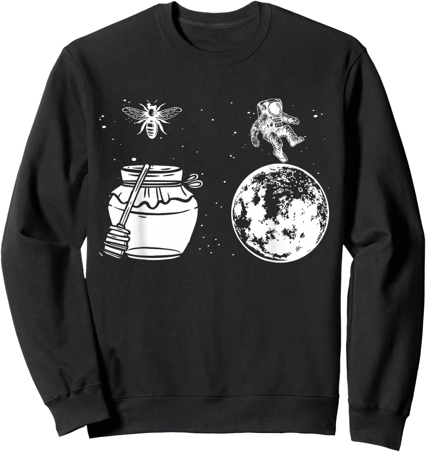 Honey Astronaut Moon Funny Honeymoon Bee Astronaut Couple Sweatshirt - Sweatshirt | Black