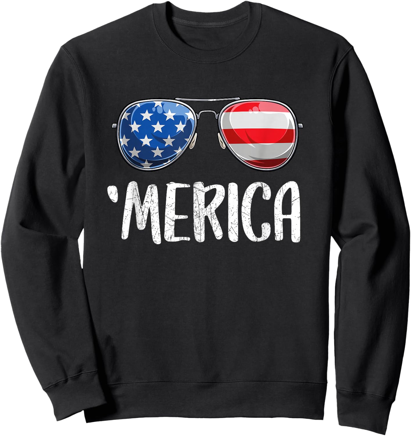 Merica Sunglasses 4th of July Women kids US Sweatshirt - Sweatshirt | Black