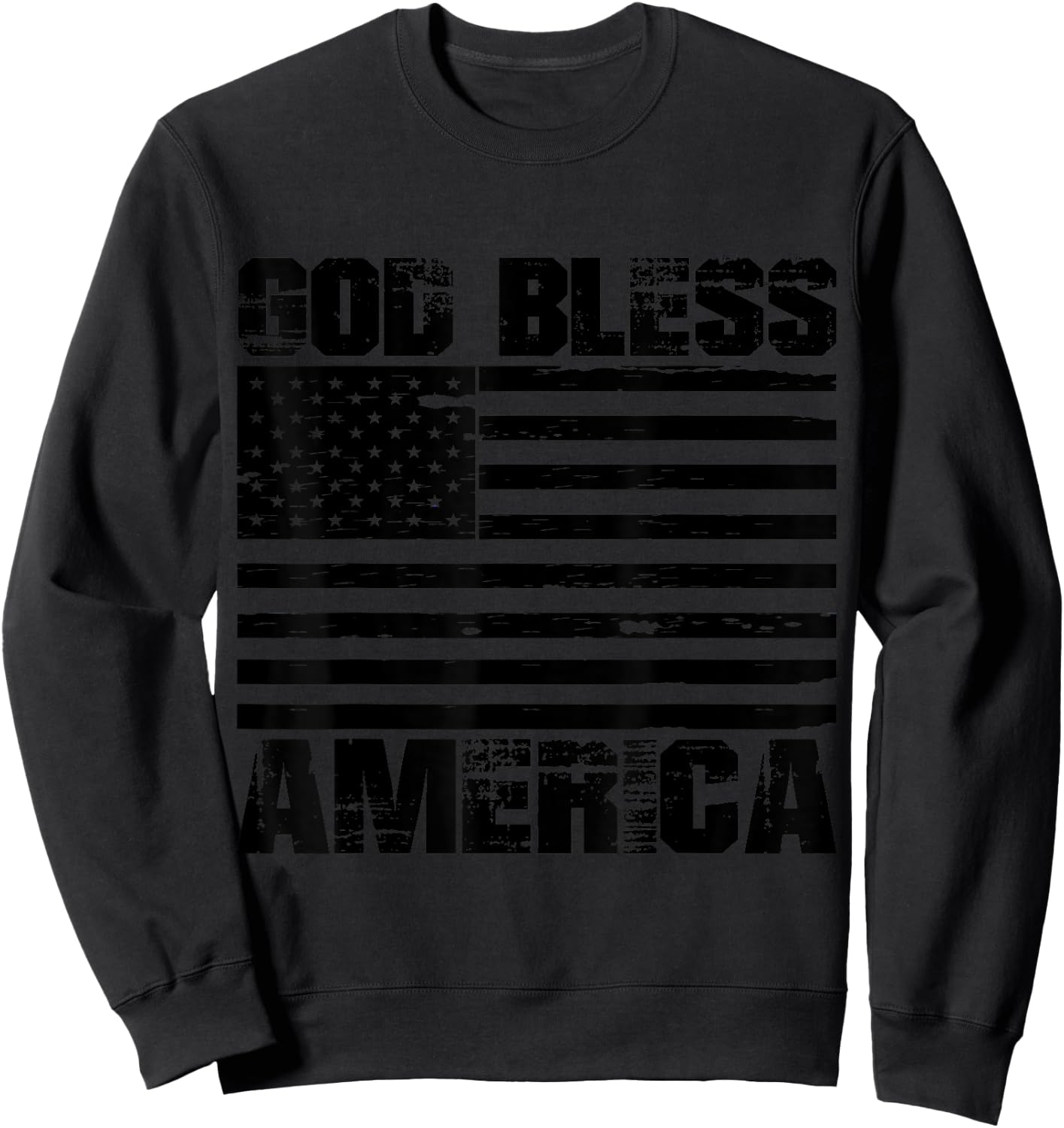 God Bless America Distressed USA flag Sweatshirt - Sweatshirt | Black