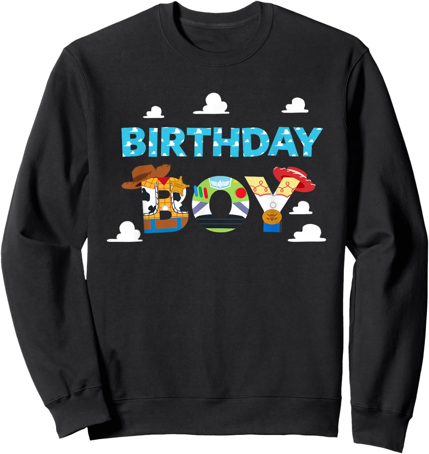 Disney and Pixar's Toy Story Clouds Birthday Boy , Black, S Sweatshirt - Sweatshirt | Black