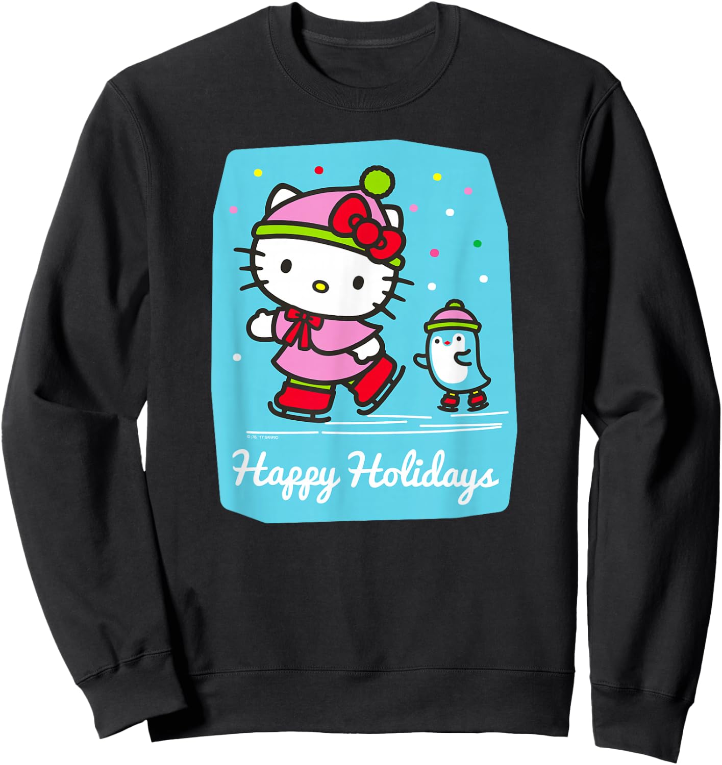 Hello Kitty Happy Holiday Ice Skating Shirt Sweatshirt - Sweatshirt | Black