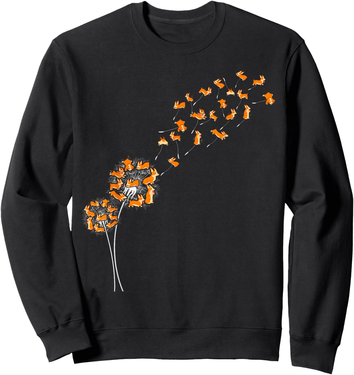 Dandelion Tricolor Corgi Funny Men Women Lover Sweatshirt - Sweatshirt | Black
