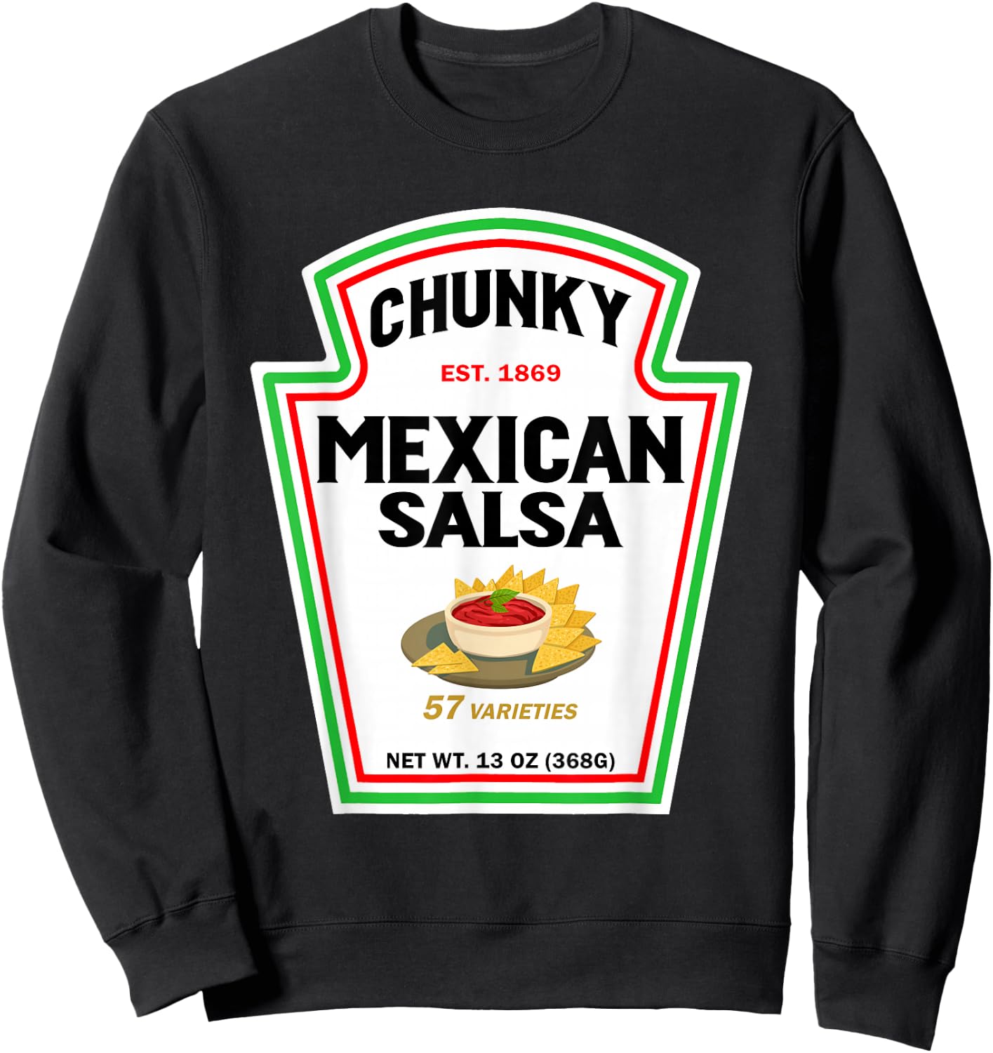Halloween Matching Costume Chunky Mexican Salsa Bottle Label Sweatshirt - Sweatshirt | Black