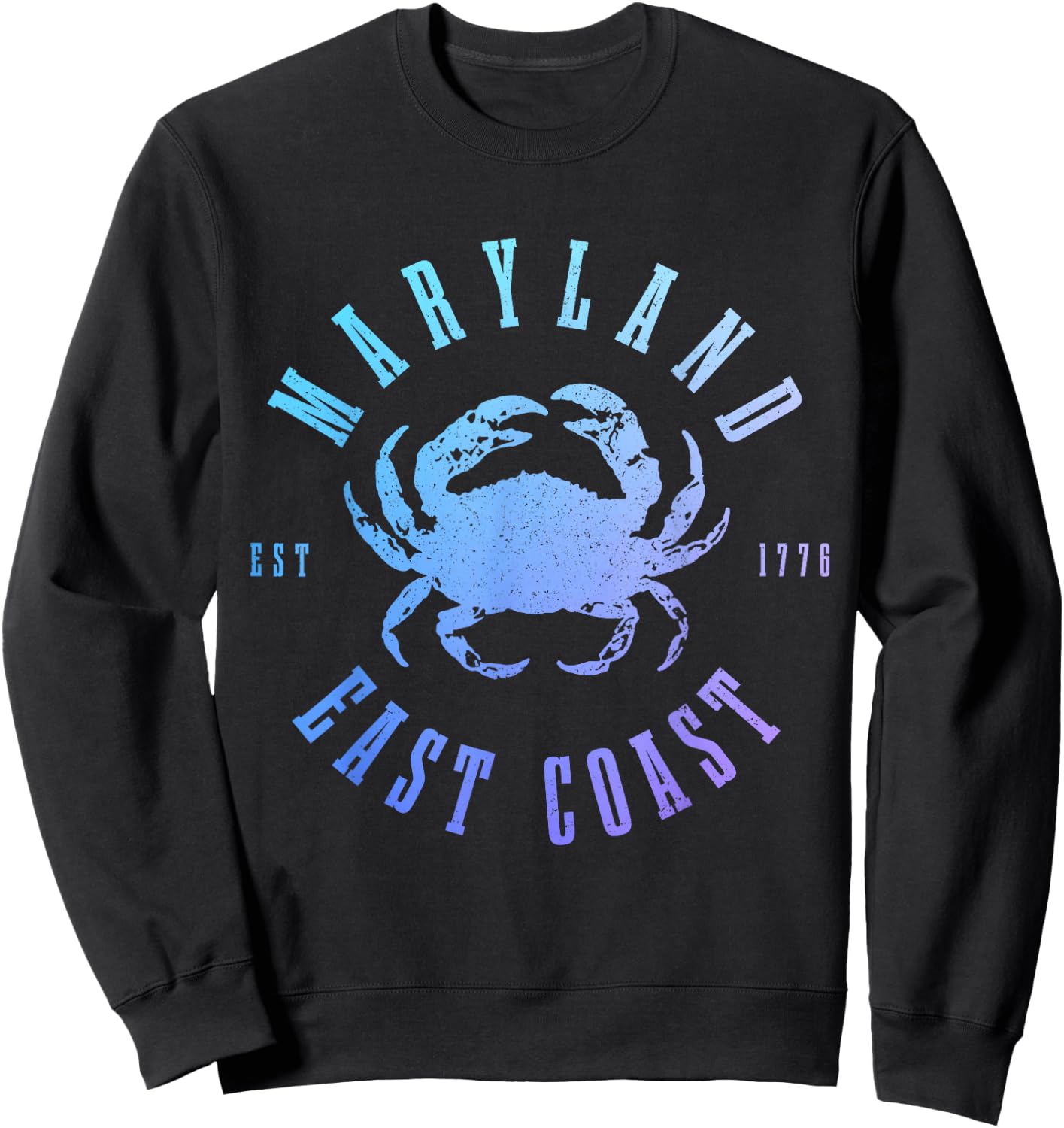 Maryland Blue Crab Crabbing East Coast Pride Vintage Sweatshirt - Sweatshirt | Black