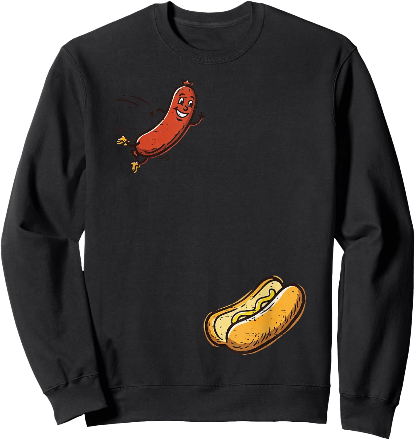 Hotdog Jumping Into Bun Funny Hot Dog Sausage Men Women Kids Sweatshirt - Sweatshirt | Black