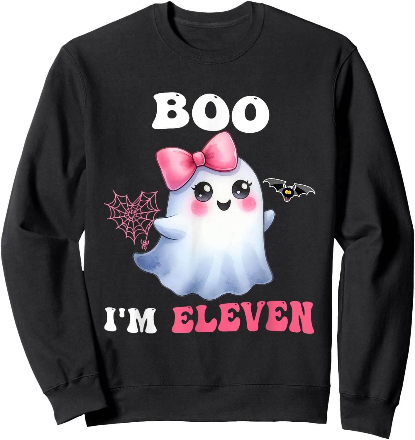 Boo I'm Eleven Cute Ghost 11th Birthday Funny Halloween Girl Sweatshirt - Sweatshirt | Black