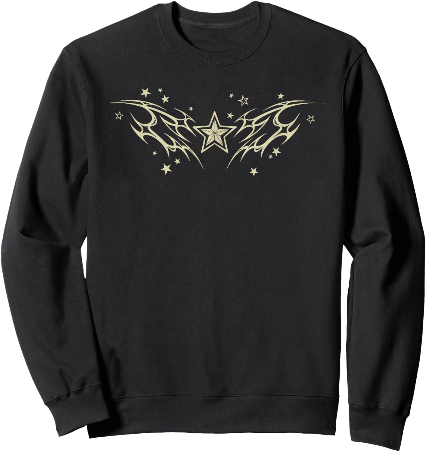Y2K 90er Sterne Tattoo Style Star Sweatshirt - Sweatshirt | Black