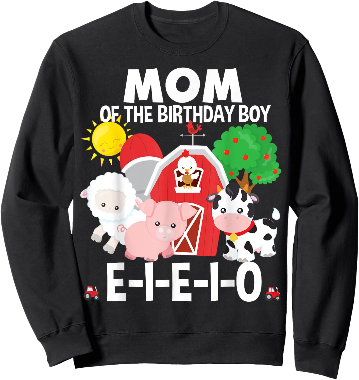 Mom Birthday Boy Old MacDonald Birthday Party Matching Sweatshirt - Sweatshirt | Black