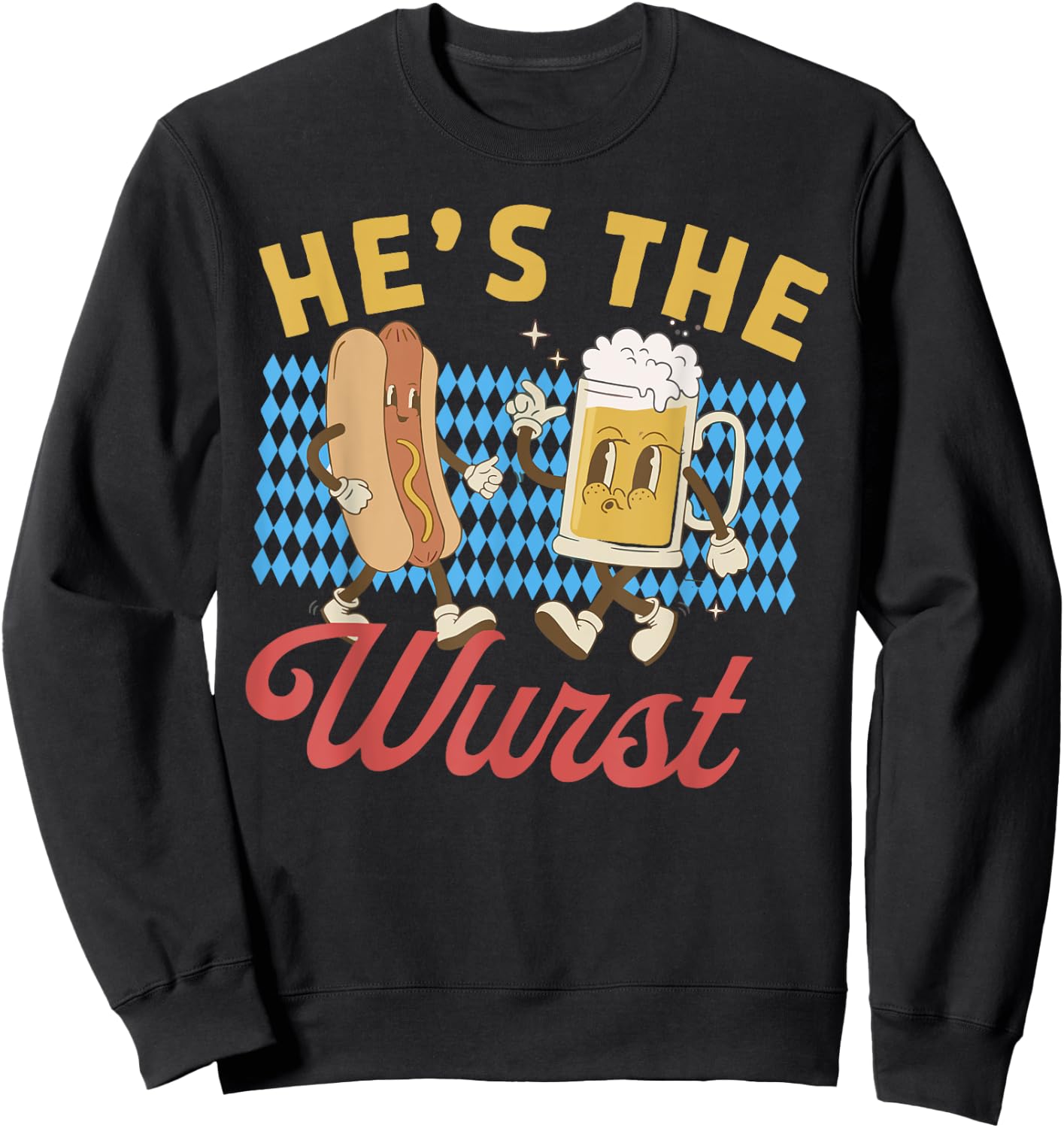 Funny Oktoberfes Hes the Wurst Shes a Brat Couples Matching Sweatshirt - Sweatshirt | Black