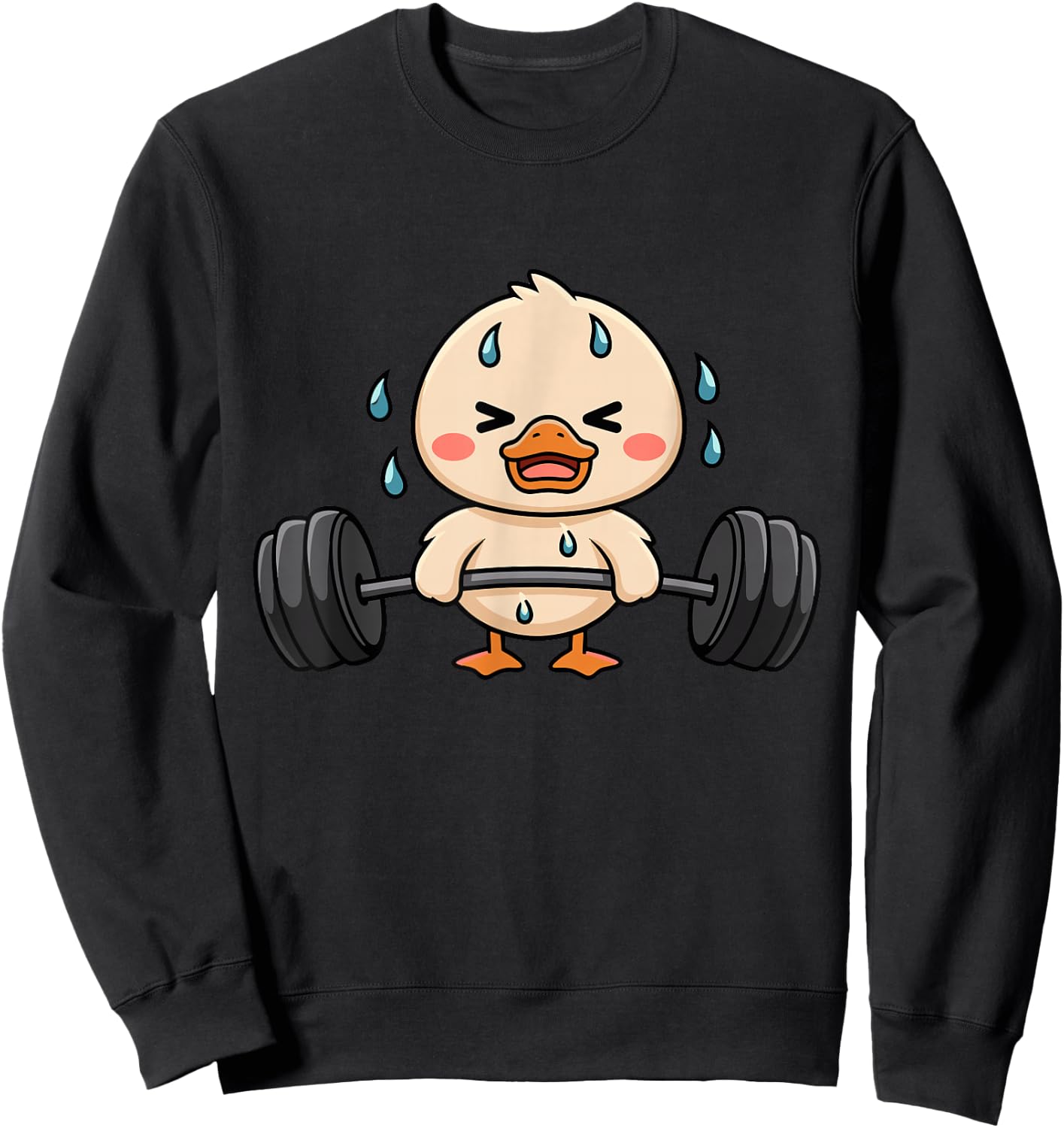 Cute Workout Duck Lifting Weights Sweatshirt - Sweatshirt | Black