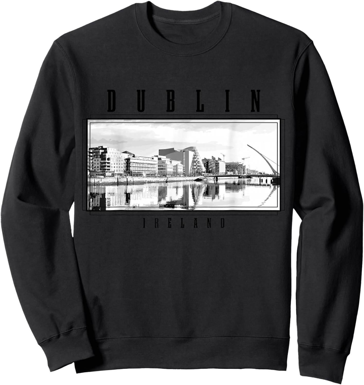 Dublin Ireland Vintage Skyline Black White Vintage Dublin Sweatshirt - Sweatshirt | Black