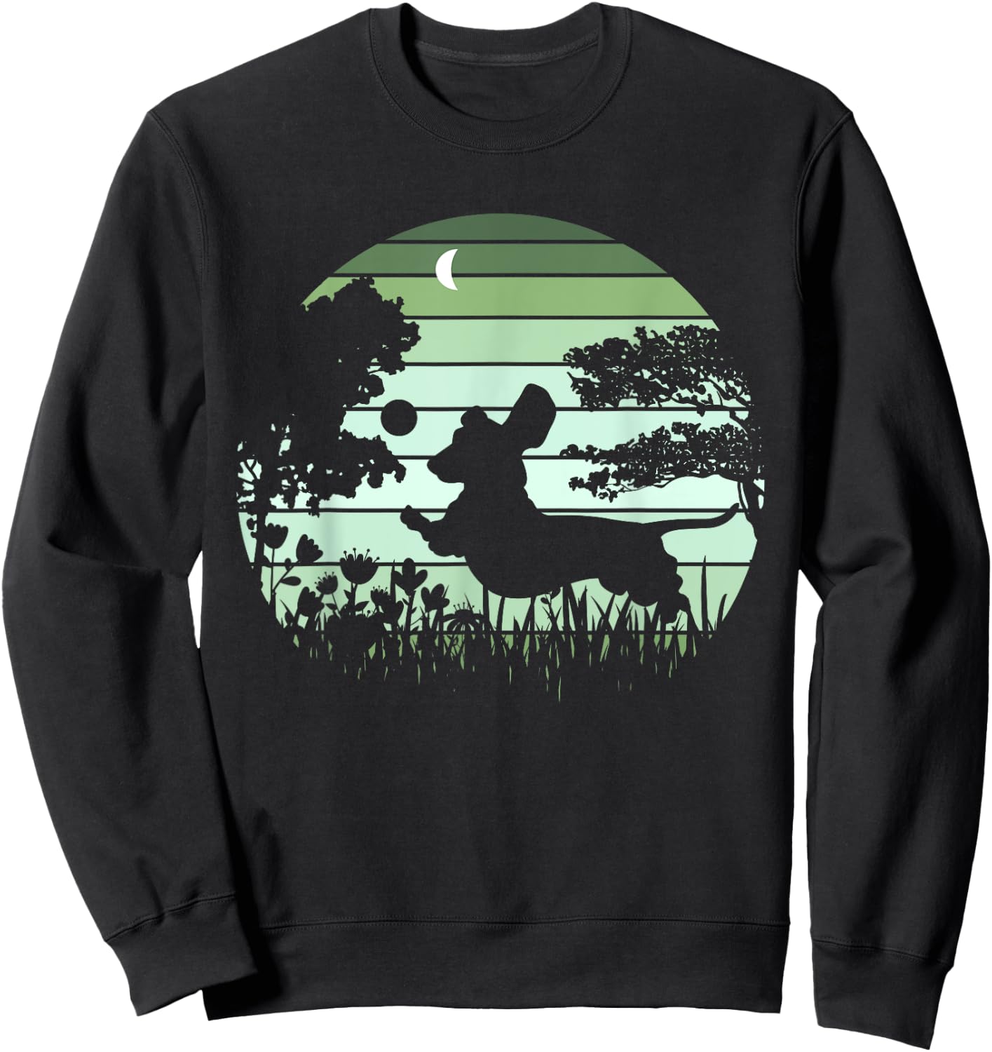 Dachshund Wiener Dog Sunset Garden Nature Lover Men Women Girls Kids Sweatshirt - Sweatshirt | Black