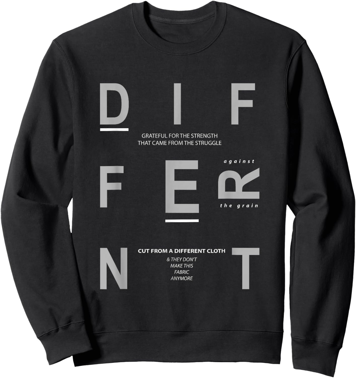Grey Different Monochrome Color Graphic Sweatshirt - Sweatshirt | Black