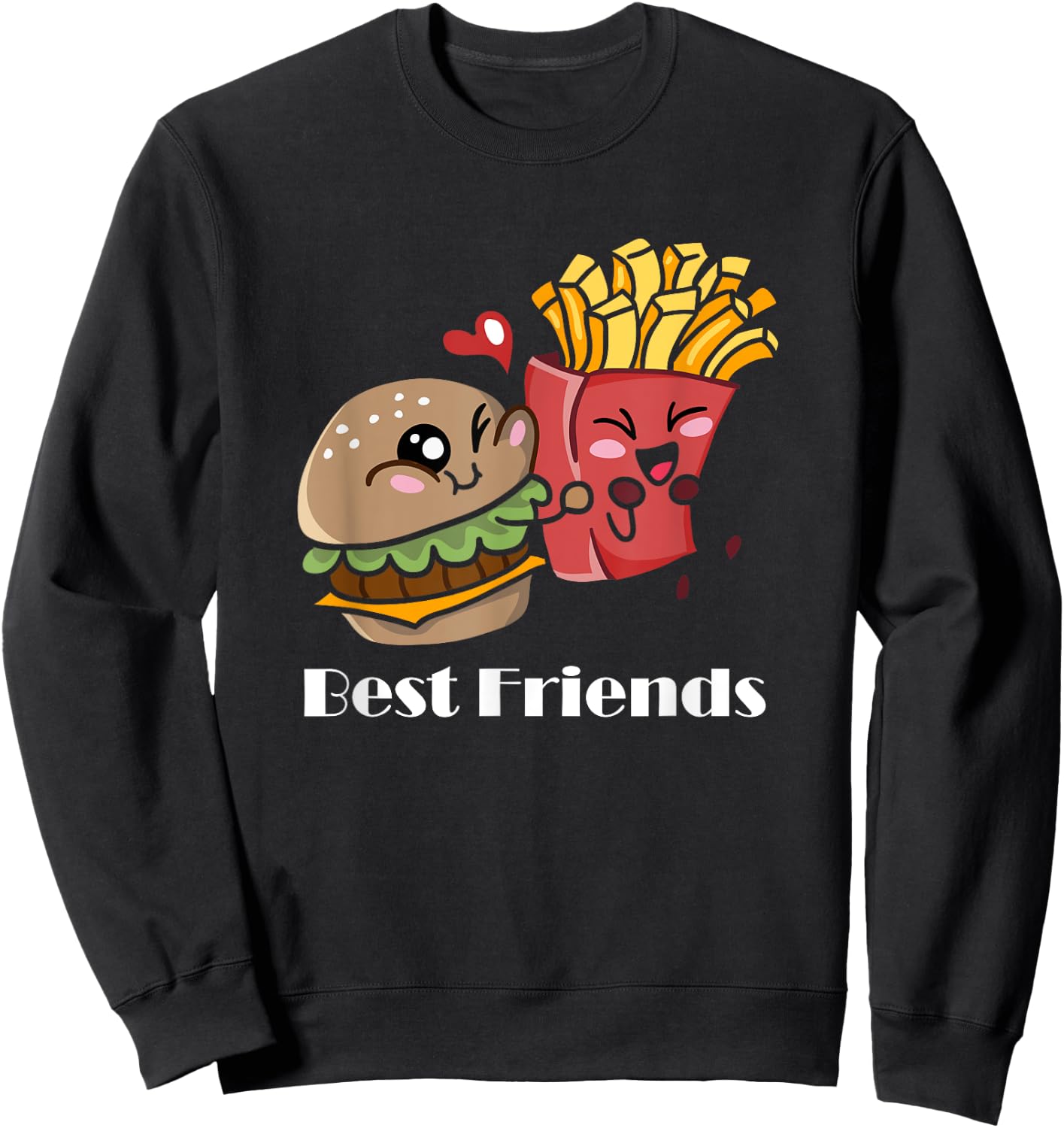 Pommes und Burger süßes Kawaii-Shirt Best Friends Matching Sweatshirt - Sweatshirt | Black