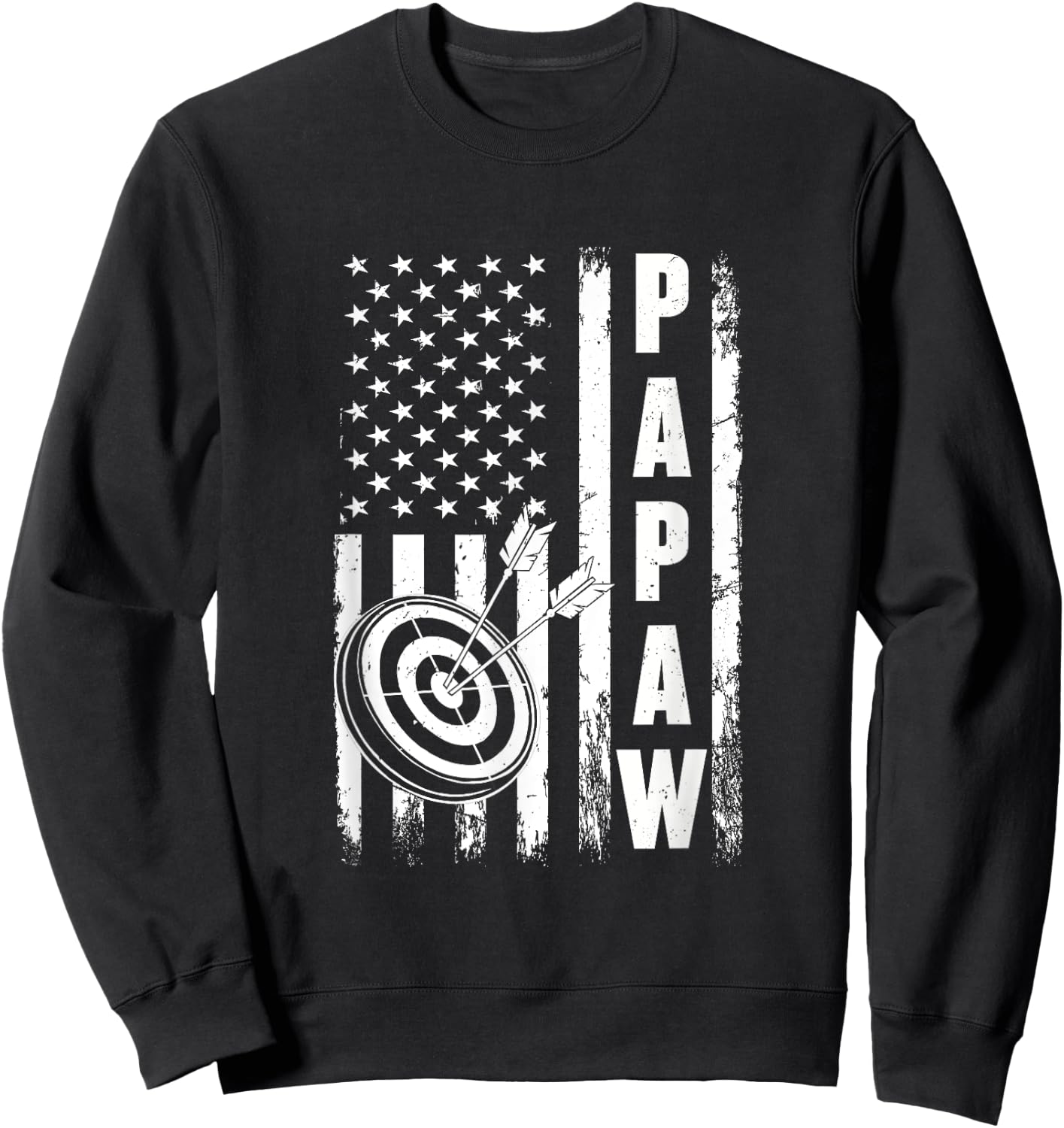 Archery Papaw American Flag Vintage Christmas Xmas Sweatshirt - Sweatshirt | Black
