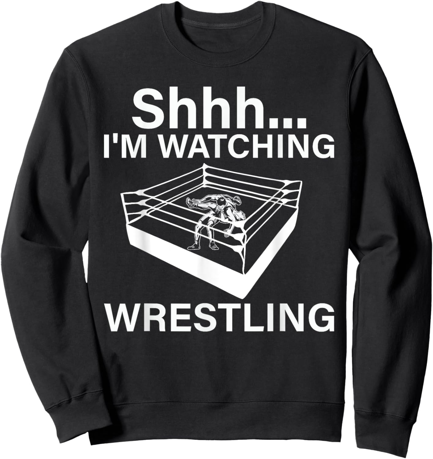 Shhh I'm Watching Wrestling Wrestling Art Boys Kids Sweatshirt - Sweatshirt | Black