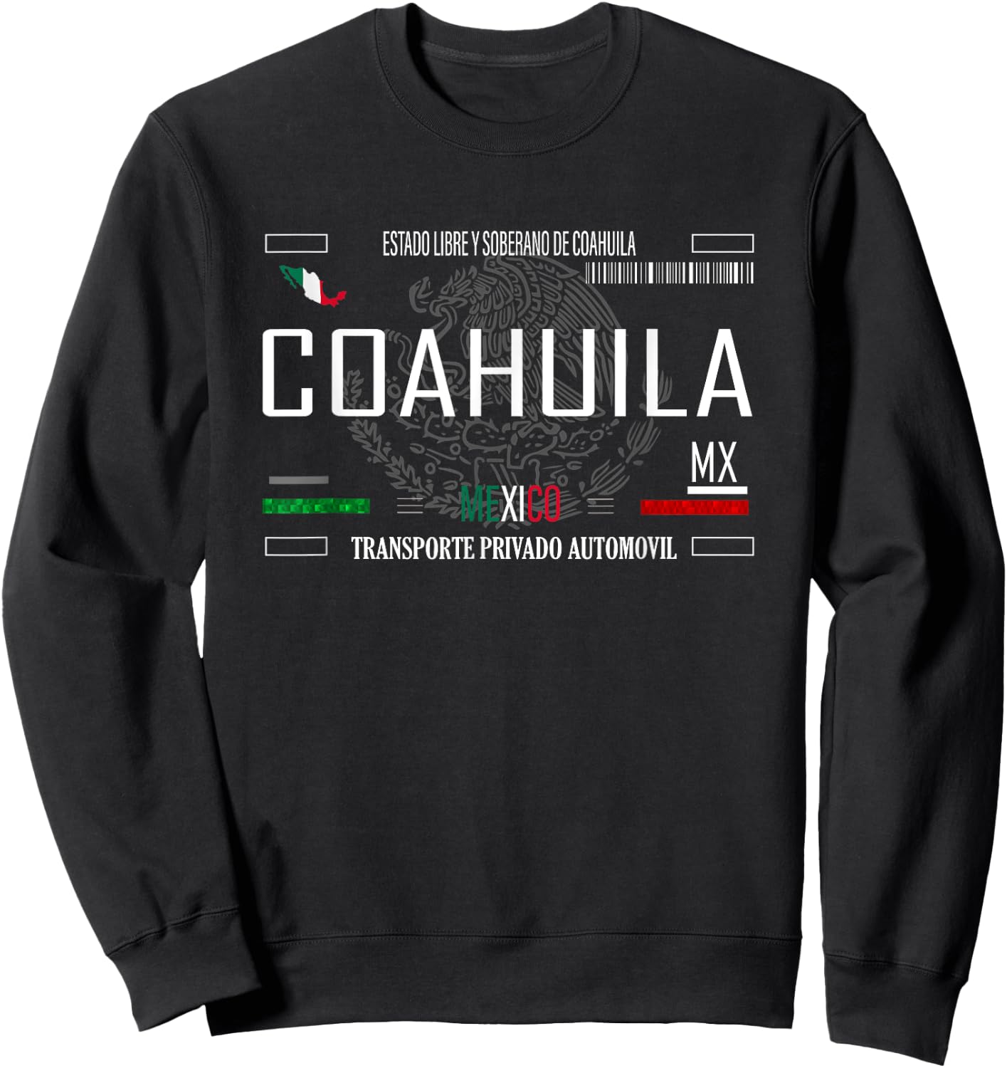 COAHUILA Mexico License Plate Aesthetic COAHUILA Sweatshirt - Sweatshirt | Black