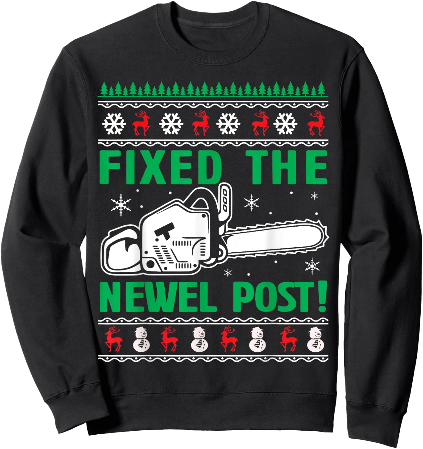 Christmas Fixed The Newel Post -Adults Black Small Modern Classic Sweatshirt - Sweatshirt | Black