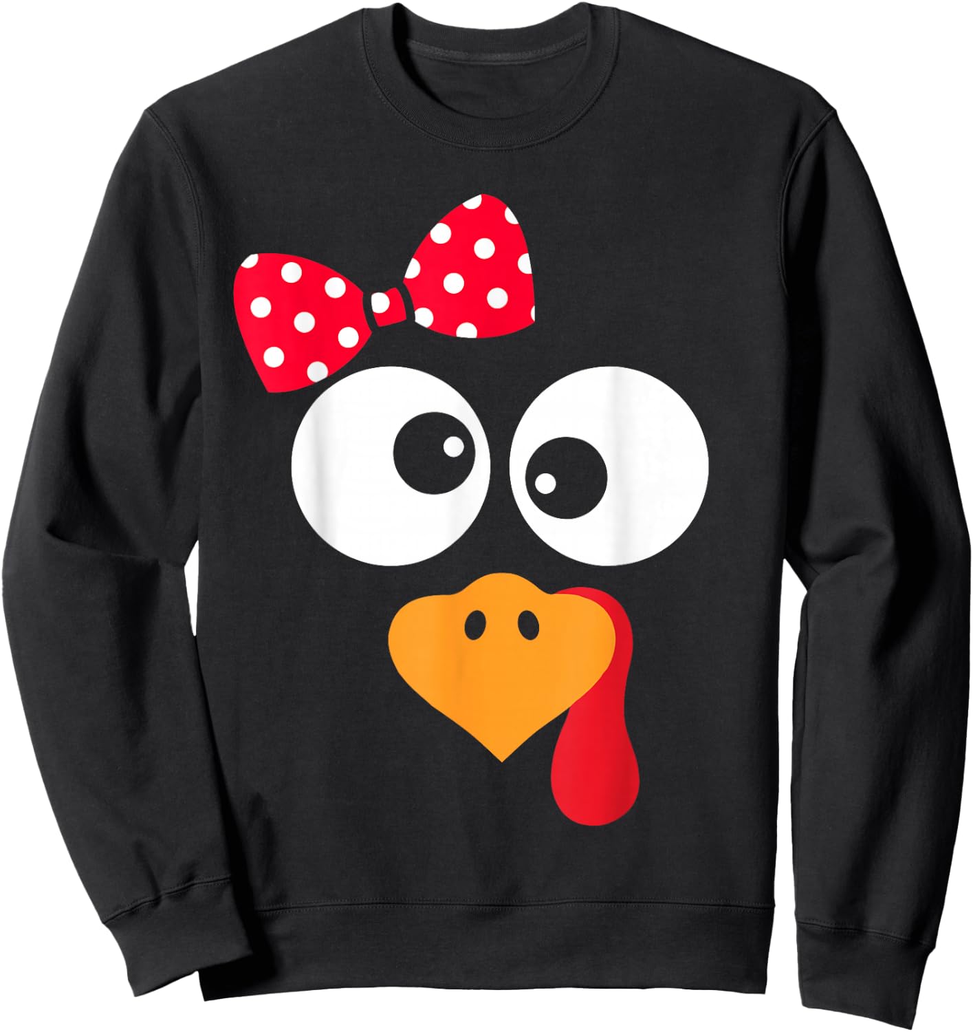 Thanksgiving Funny Turkey Face Costume Outfit Girls Sweatshirt - Sweatshirt | Black