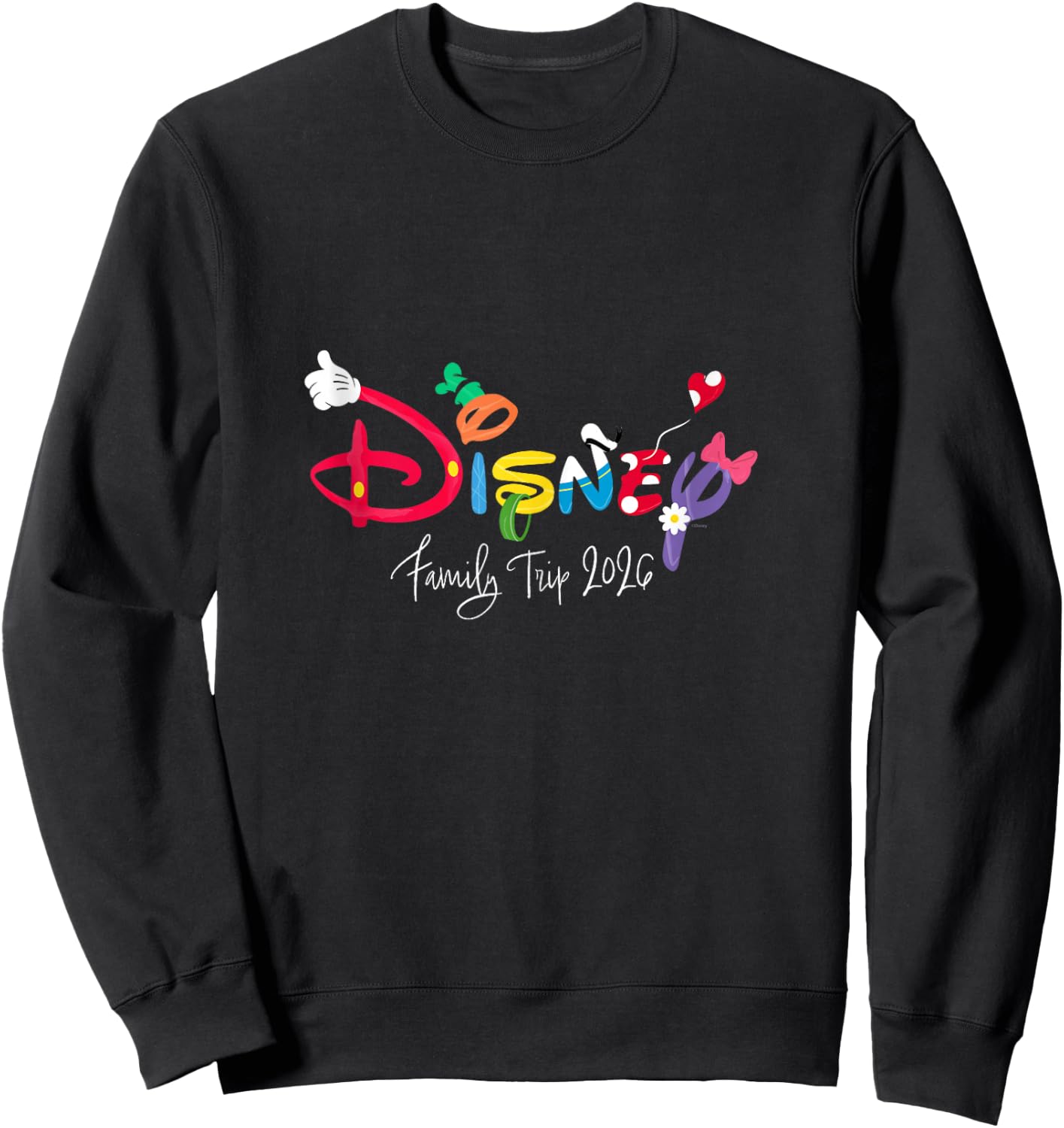 Disney Mickey & Friends Character Letters Family Trip 2026 Sweatshirt - Sweatshirt | Black