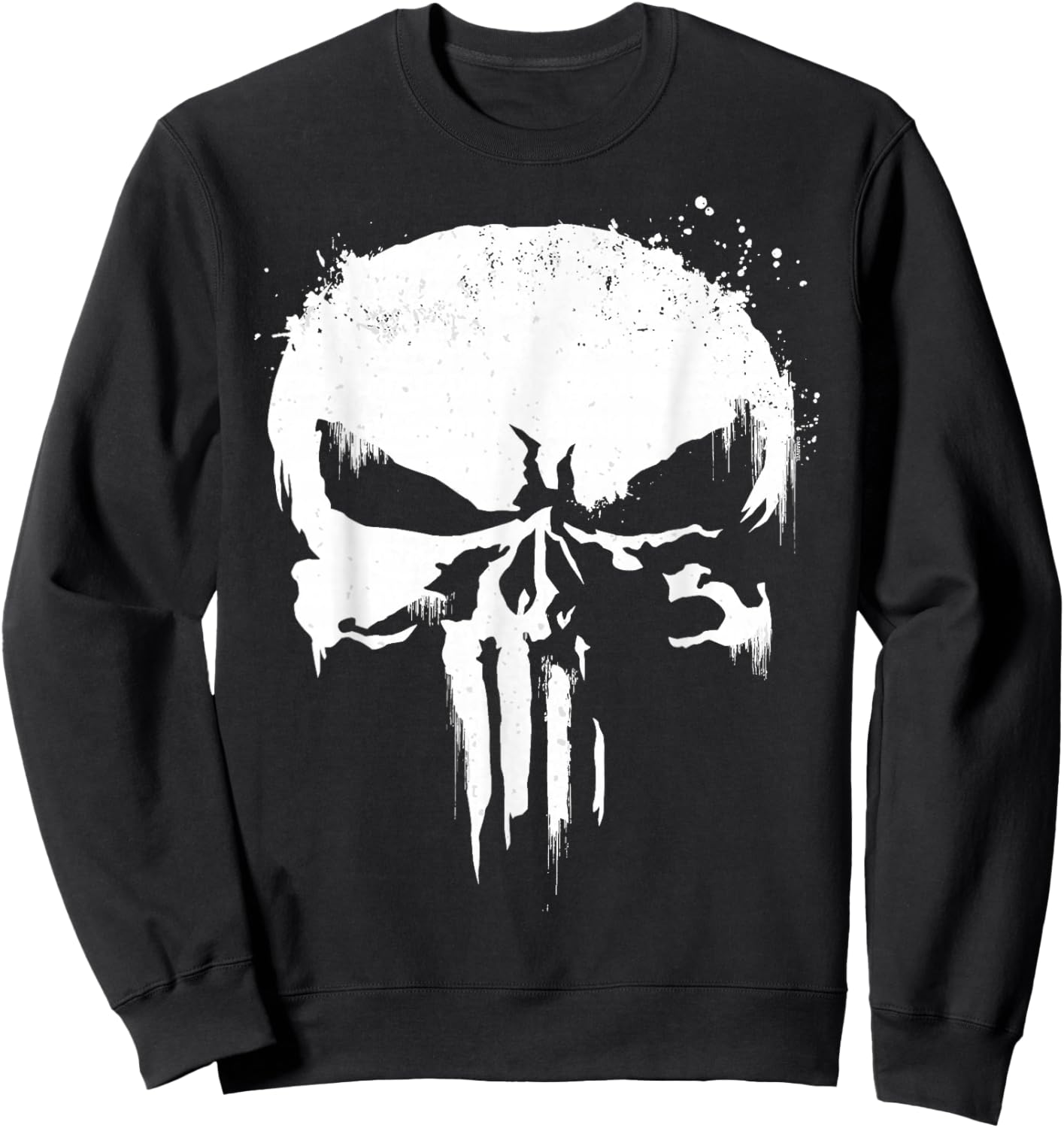 Marvel Punisher White Paint Splatter Skull Graphic Sweatshirt - Sweatshirt | Black
