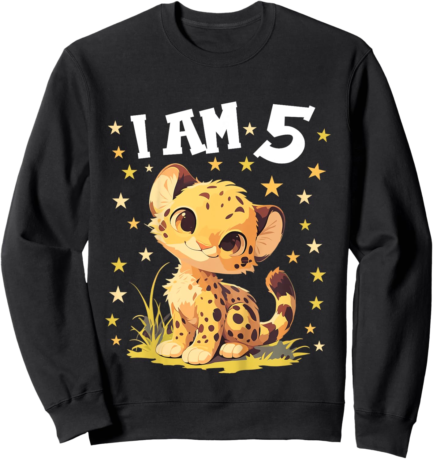 5 Years old 5 birthday Cheetahs Boy Girl Cheetah Sweatshirt - Sweatshirt | Black