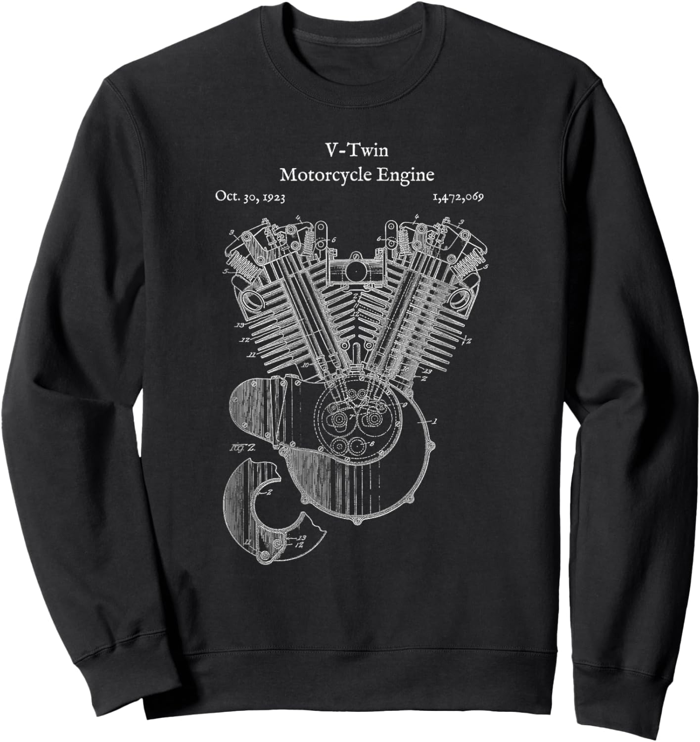 Vintage V-Twin Motorcycle Engine Shirt - Street Bike Sweatshirt - Sweatshirt | Black