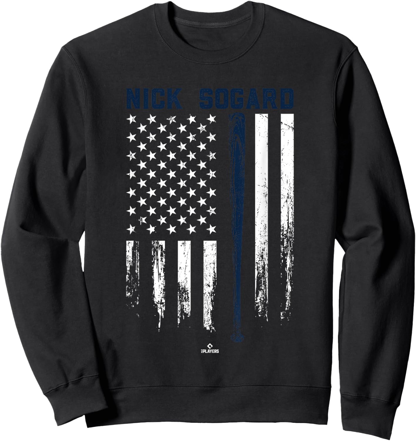 USA Flag Bat Nick Sogard Boston Baseball MLBPA Sweatshirt - Sweatshirt | Black