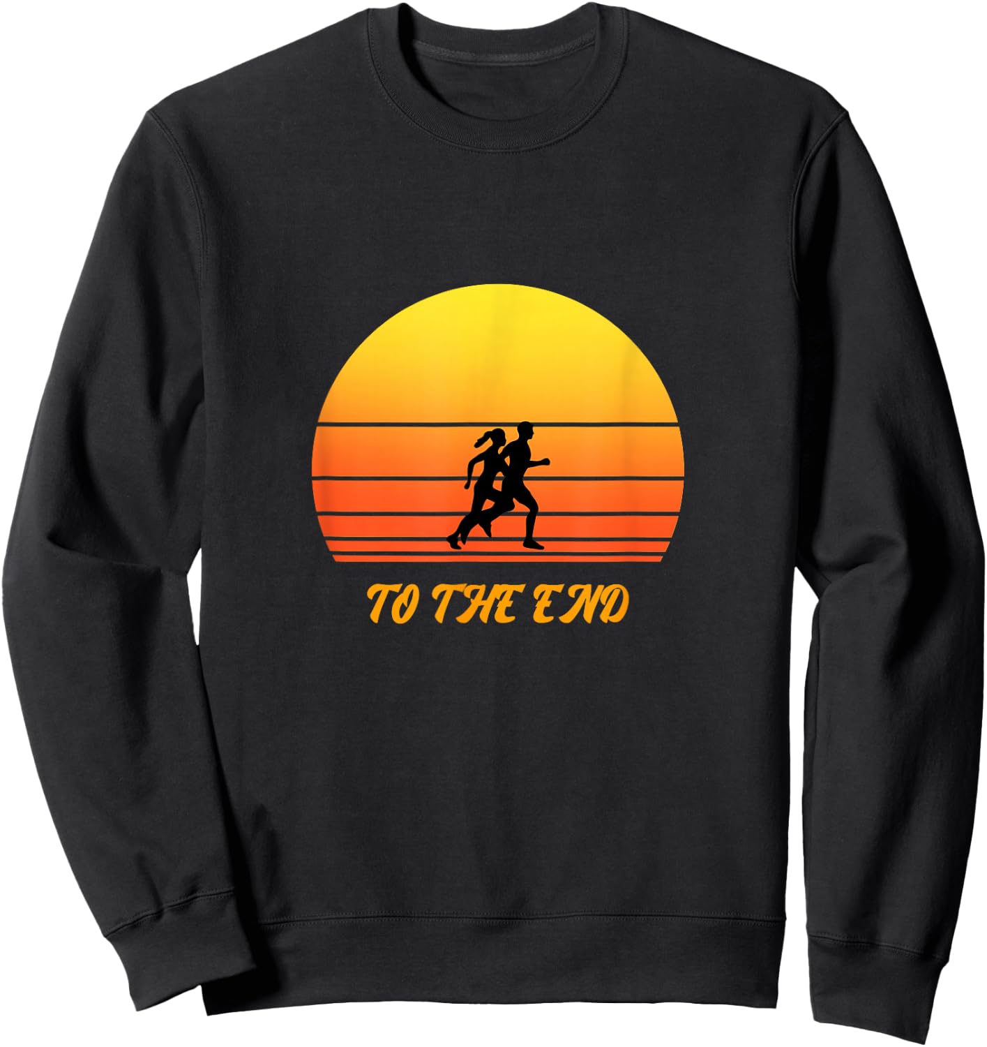 Sunset Design of to the End Running Couple Graphic Sweatshirt - Sweatshirt | Black