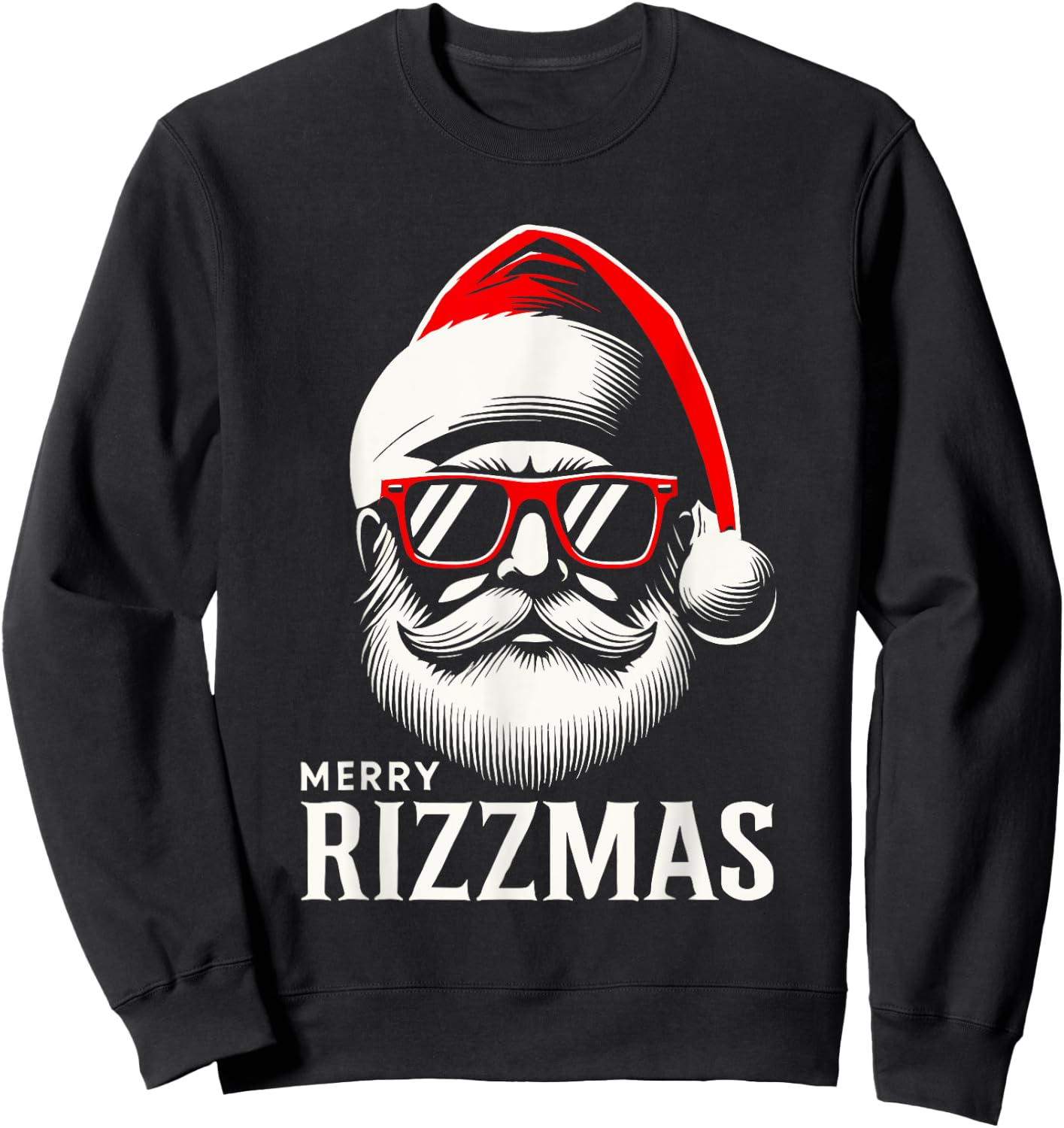 Merry Rizzmas Santa Skating Men Women Kids Funny Christmas Sweatshirt - Sweatshirt | Black