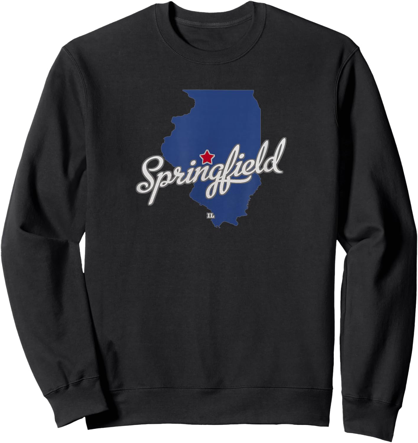 Springfield Illinois IL Map Sweatshirt - Sweatshirt | Black