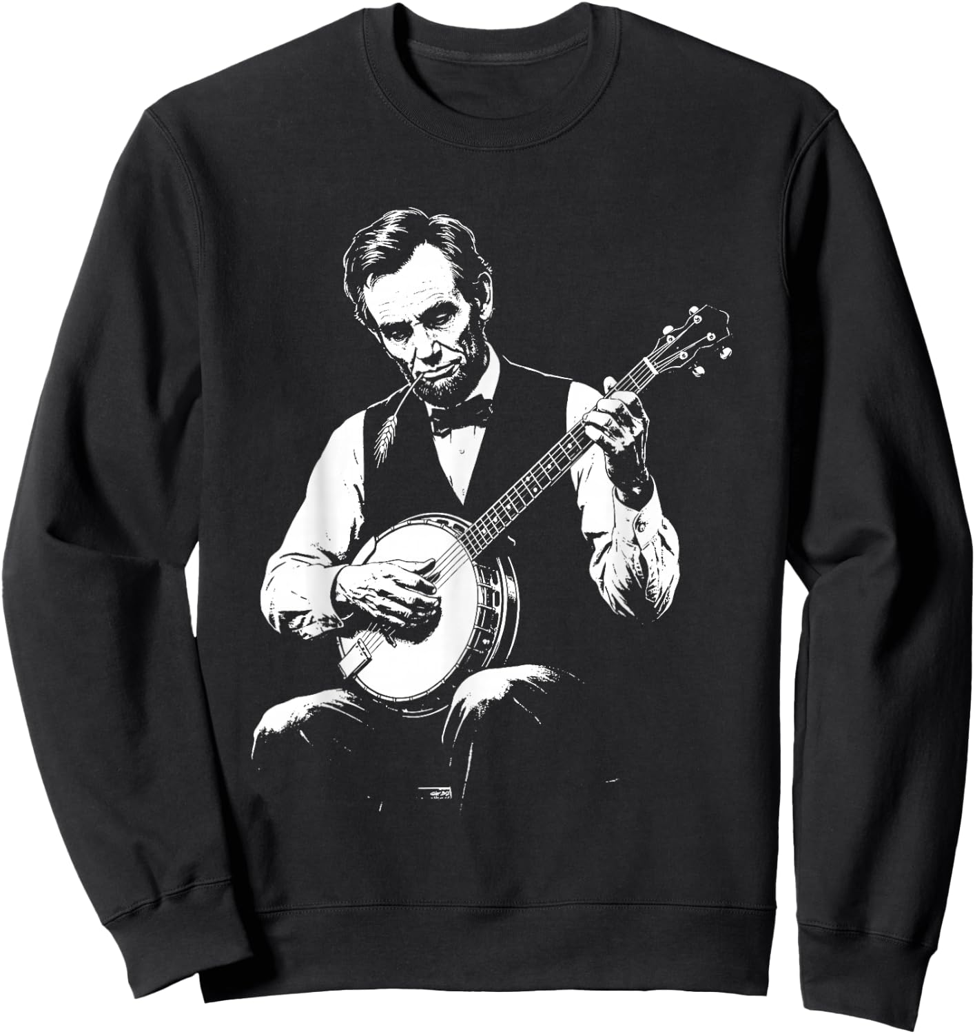 Abraham Lincoln Playing Banjo Retro Vintage Abe Lincoln Sweatshirt - Sweatshirt | Black