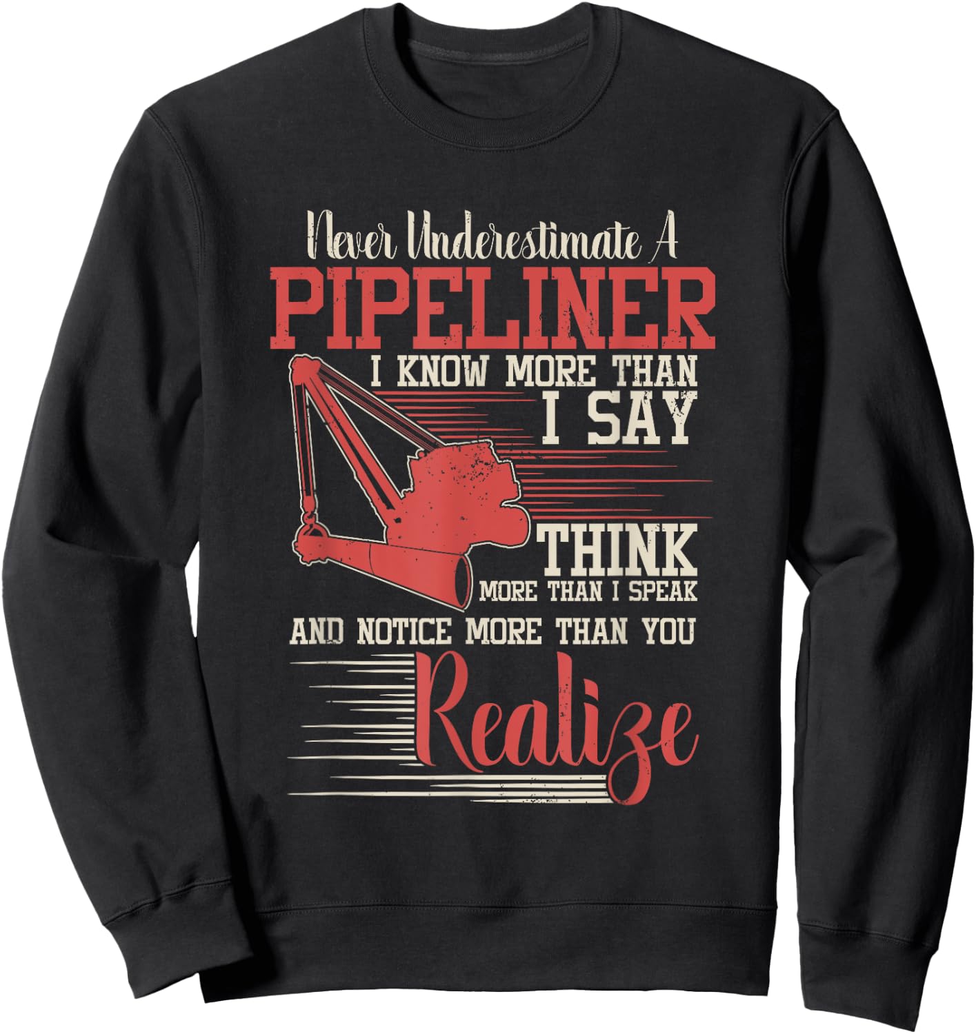 Funny Pipeliner T Shirt - Never Underestimate A Pipeliner Sweatshirt - Sweatshirt | Black