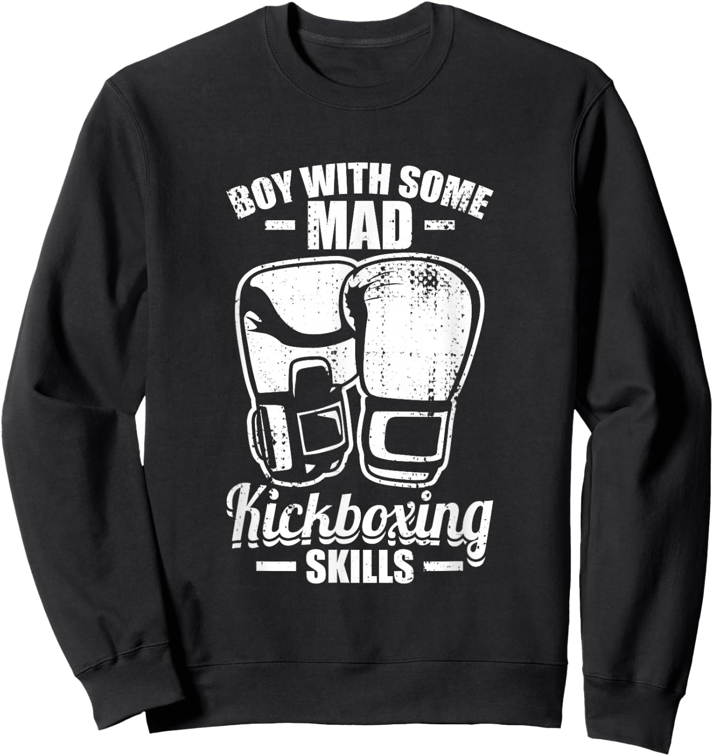 Junge mit verrückten Kickbox Fähigkeiten Kickboxen Sweatshirt - Sweatshirt | Black