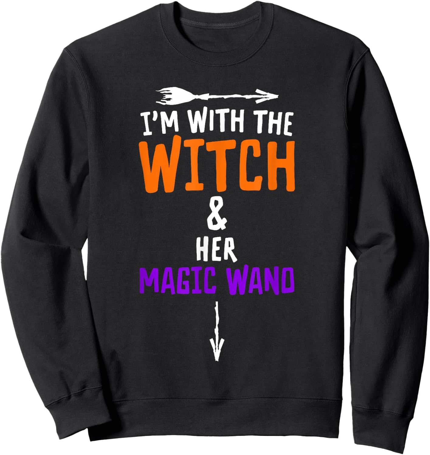 I'm with The Witch and Her Magic Wand - Halloween Sweatshirt - Sweatshirt | Black