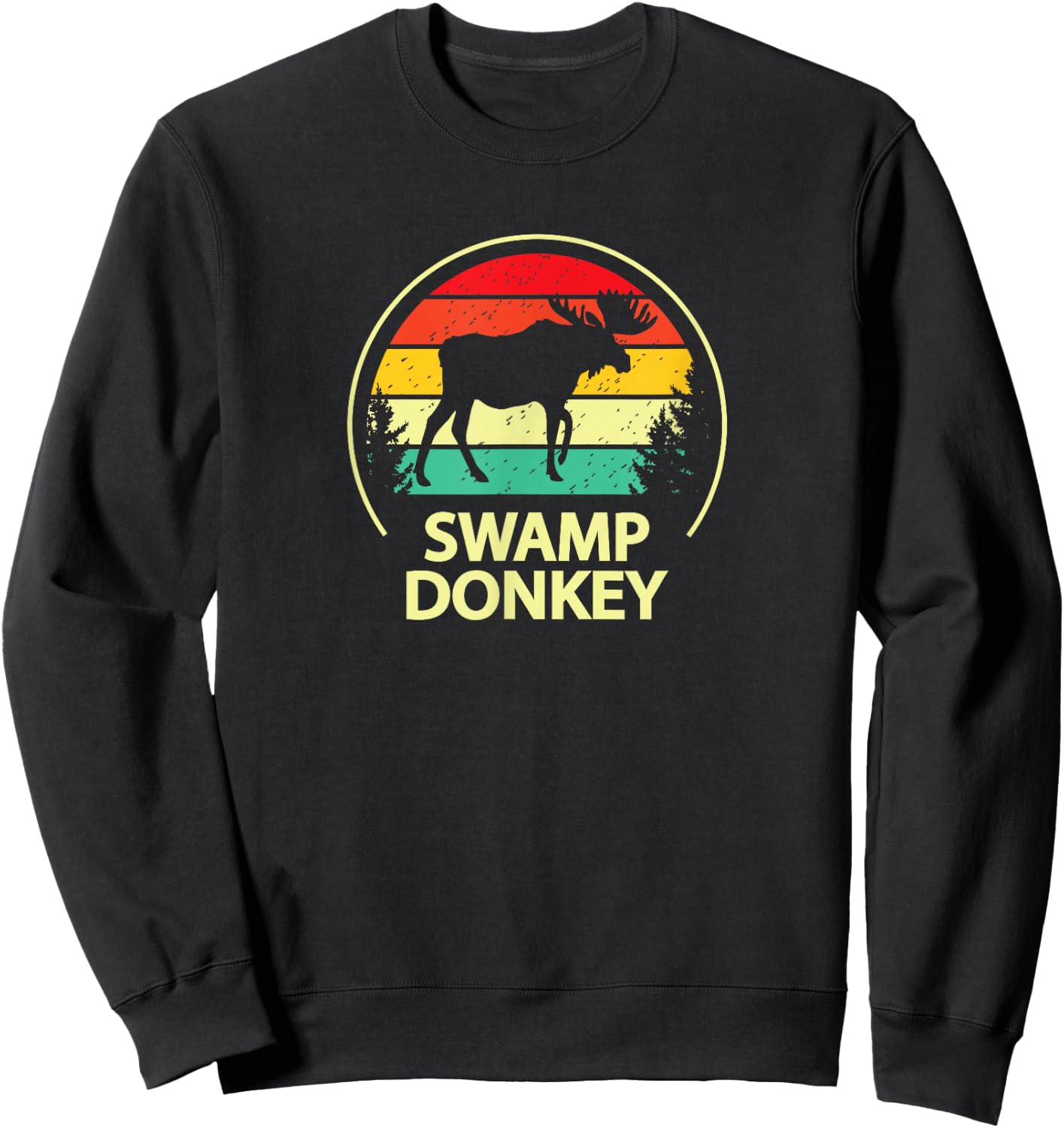 Retro Vintage Funny Swamp Donkey Moose Sweatshirt - Sweatshirt | Black