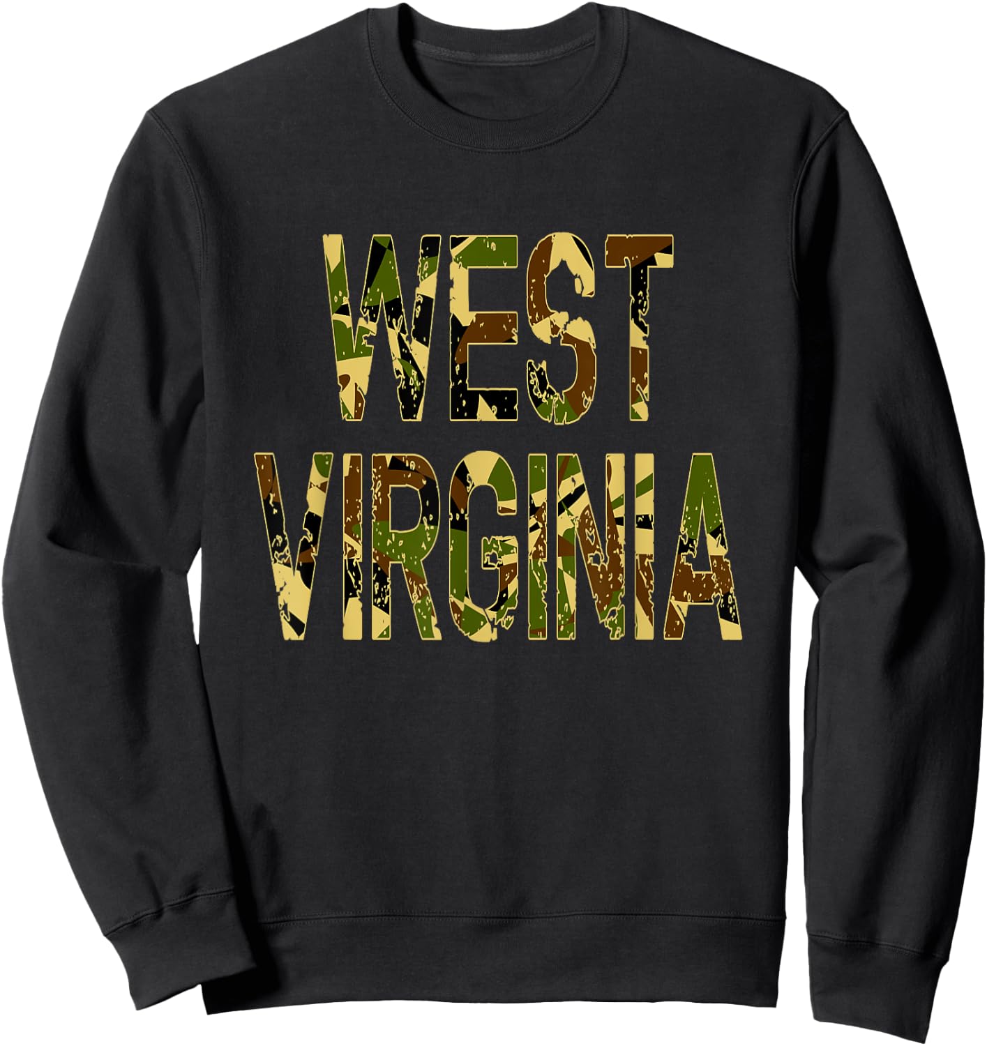 West Virginia Camo Distressed Sweatshirt - Sweatshirt | Black