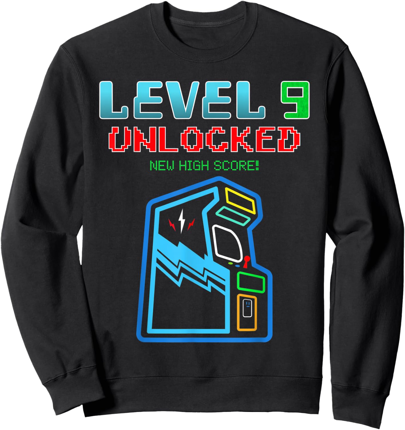 Level 9 Unlocked New High Score Arcade Game Birthday Sweatshirt - Sweatshirt | Black