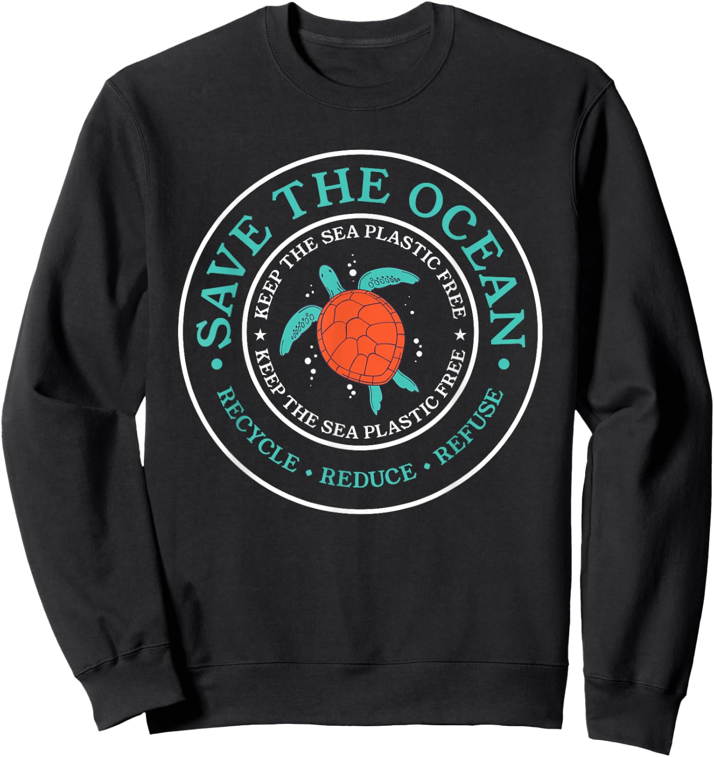 Save The Ocean Lovely Earth Day Sea Kunststoffstrohhalm frei Sweatshirt - Sweatshirt | Black