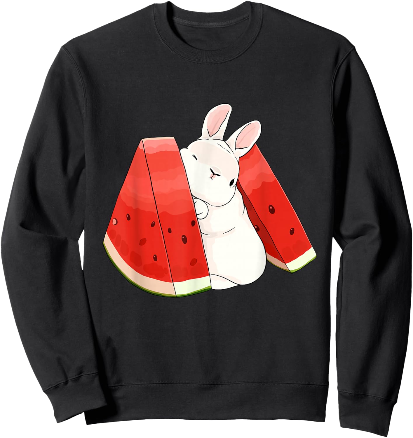 Cute Little Bunny Between Watermelon Sweatshirt - Sweatshirt | Black