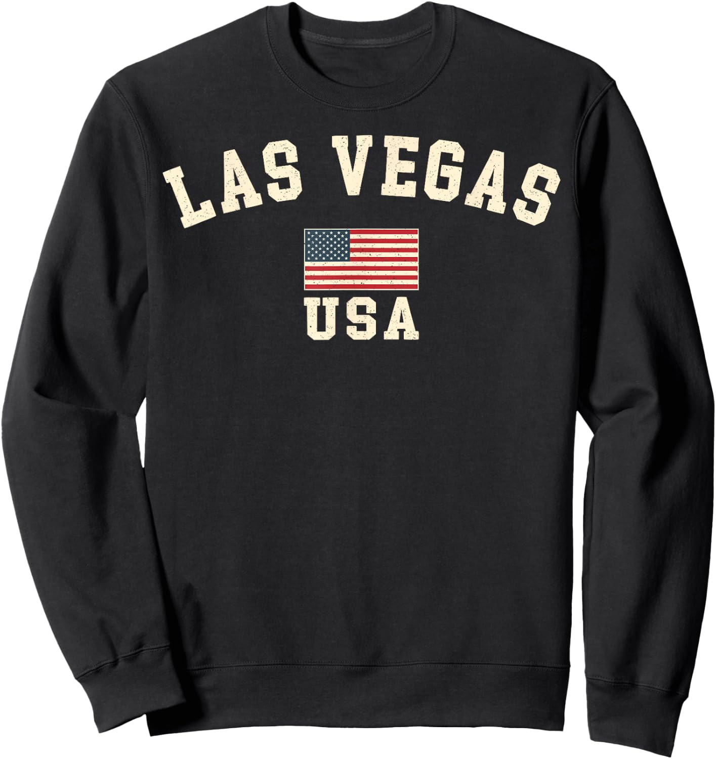Vintage Las Vegas USA American Flag Nevada Souvenir Retro Sweatshirt - Sweatshirt | Black