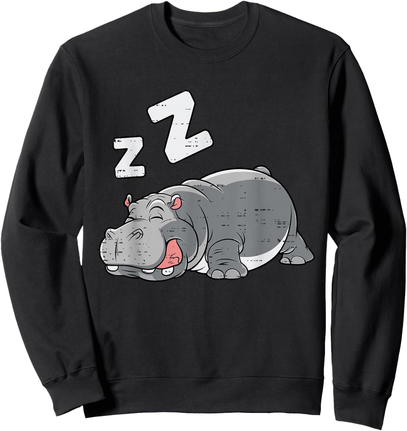 Tired Hippo Funny Hippo Lovers Sweatshirt - Sweatshirt | Black
