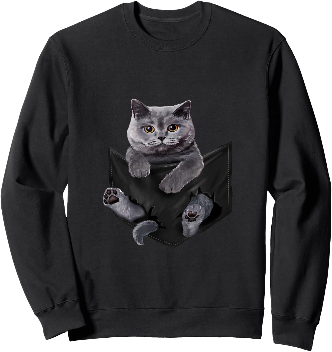 Cat Lovers British Shorthair In Pocket Funny Kitten Men Women Girls Kids Sweatshirt - Sweatshirt | Black